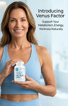 venus factor supplement metabolism support woman holding bottle wellness fitness natural energy